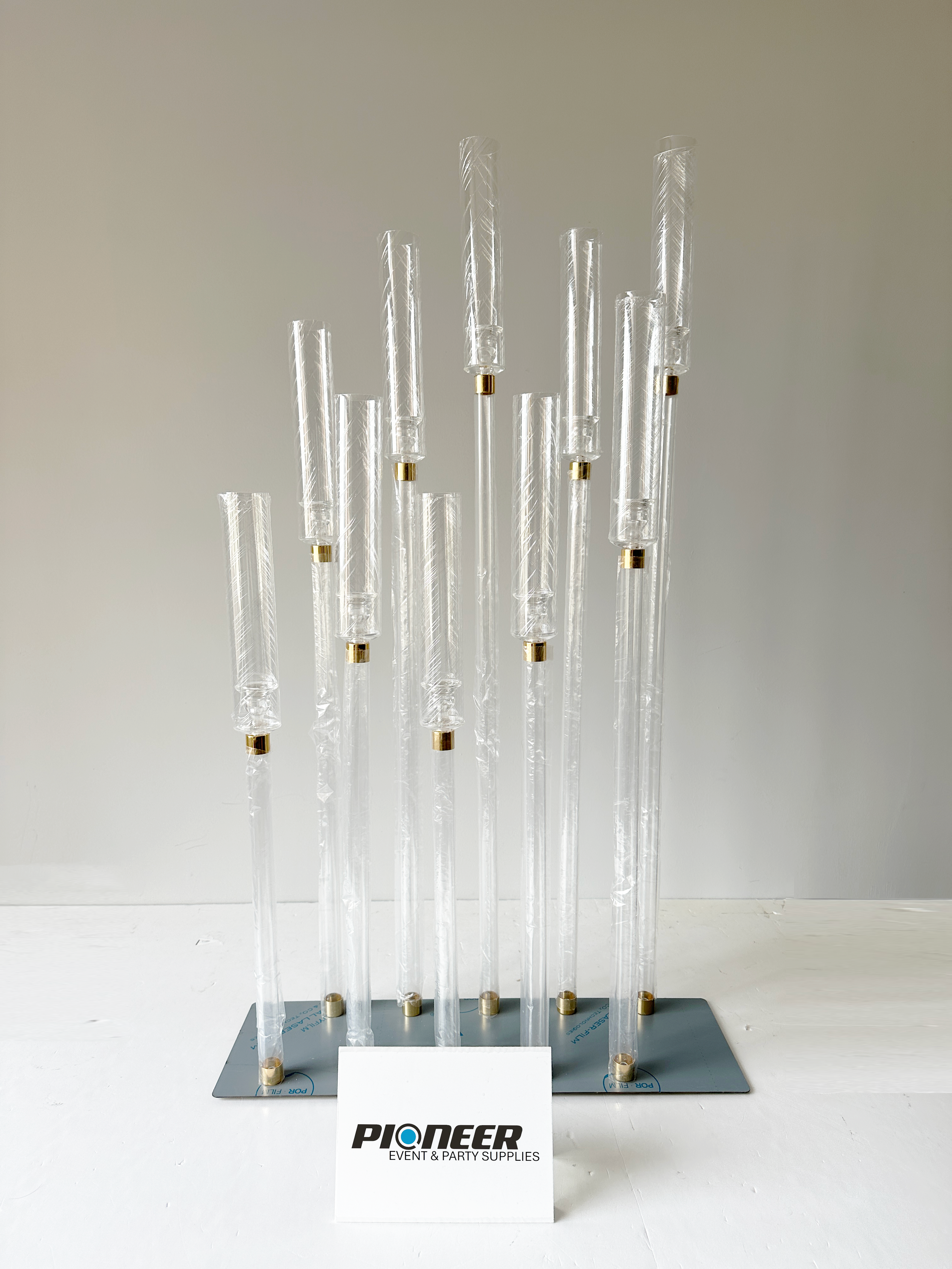 STI001005 – 10 HEAD CANDLE STICK RECTANGLE GOLD BASE 27X2 + 31X2 +  35X2 +39X2 +42X2